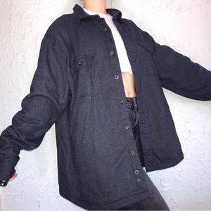 FADED GLORY Oversized Men’s Dark Blue/Grey Thick Button Up Collared Jacket
